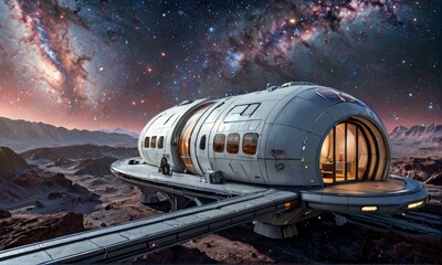 Modern Space Habitat with Cosmic View
