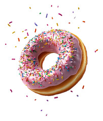 PNG Sprinkled donut on white background