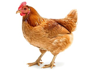 Fototapeta premium Close-up Shot of a Vibrant Rooster Chicken on a White Background