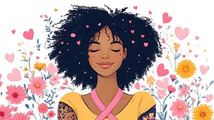 Pink Ribbon Day, cartoon animation vector style.