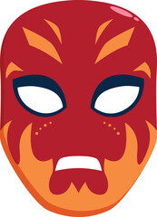 Red and orange mask with a surprised expression, perfect for projects related to emotions, costumes, or theater