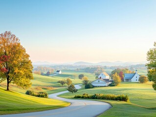 Fototapeta premium Thanksgiving countryside bathed in serene autumn light