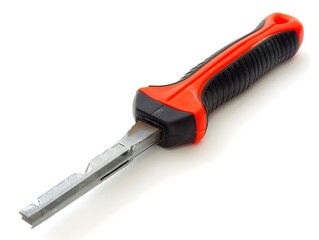 Obraz premium Orange Plastic Caulking Tool on White Background for Home Improvement and Construction