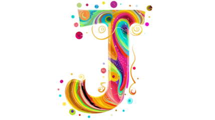 3D Carnival colorful and playful J alphabet single letter