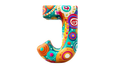 3D Carnival colorful and playful J alphabet single letter