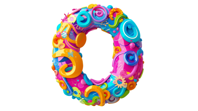 3D Carnival colorful and playful O alphabet single letter