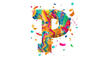 3D Carnival colorful and playful P alphabet single letter