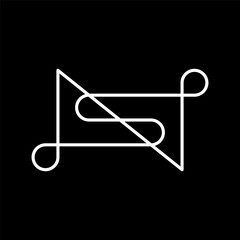 Letter NS or SN line unique monogram logo