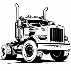 Rugged Power: Detailed Line Art of a Monster Truck Ready for Action 