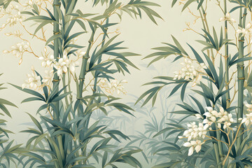 bamboo garden illustration wallpaper background