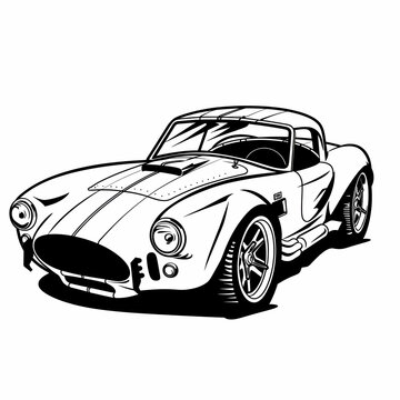 recommend clip art: Timeless Speed: Classic Sports Car Line Art in Bold Black and White 
