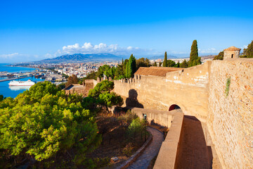 Naklejka premium Fortress walls in Malaga, Andalusia community in Spain