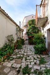 Fototapeta premium A street in Colobraro, a village in the Basilicata region of Italy.