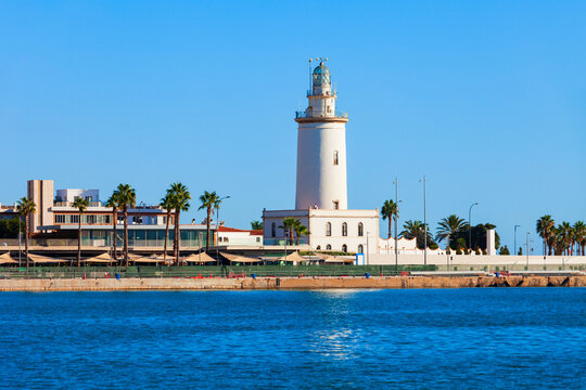 Lighthouse in the port of Malaga, Spain