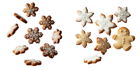 Christmas Cookie Dessert, Cookies with Icing and Frosting Falling, Sugar and Gingerbread Cookies
