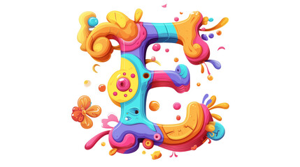 3D Carnival colorful and playful E alphabet single letter