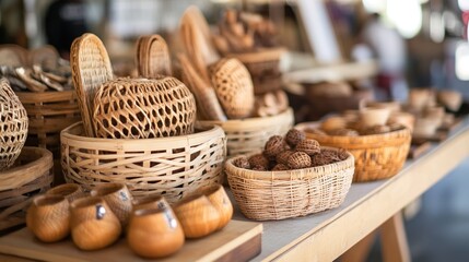 Handcrafted products showcased at an artisanal industry fair.