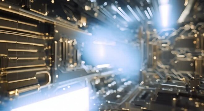 Abstract technology background with metal elements reflective components simulation of hard drive defragmentation fragmentation motion graphic effect corporate and technology concept VJ loop 4k animat