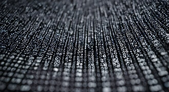 Binary code background Abstract visual for download or digital matrix for internet data 0 and 1 code falling down computer screen Perfect for background of logos 3D render 4k animation