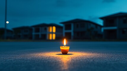 Homes glowing with Diwali lights and decorations ultra-sharp focus clean geometric design high-quality professional shot