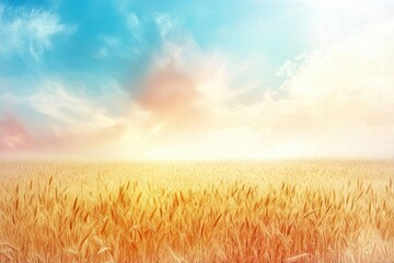 Fototapeta premium A Thanksgivingthemed photograph capturing a misty morning over a field of golden crops, with warm sunlight breaking through, symbolizing the seasons harvest