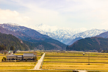 Japan beautiful scenic views from a train, landscapes and panoramas