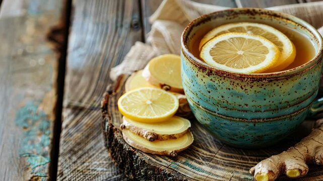 Enjoying herbal tea with lemon for a refreshing experience on a cozy afternoon