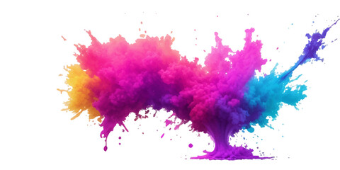 Bright colorful watercolor splash splatter stain brush strokes on white background. Modern vibrant aquarelle spot. Aquarelle explosion on white. Element. Vector watercolor illustration isolated design