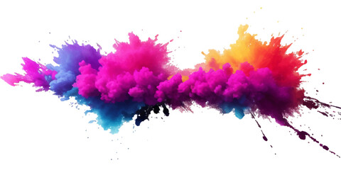 Bright colorful watercolor splash splatter stain brush strokes on white background. Modern vibrant aquarelle spot. Aquarelle explosion on white. Element. Vector watercolor illustration isolated design