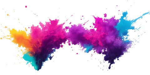 Bright colorful watercolor splash splatter stain brush strokes on white background. Modern vibrant aquarelle spot. Aquarelle explosion on white. Element. Vector watercolor illustration isolated design