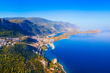 Obraz premium Kas city aerial panoramic view in Turkey