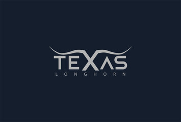 Texas Longhorn typography logo design inspiration, vector illustration