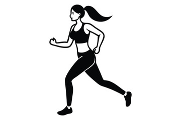 Woman Jogging Silhouette Vector Illustration