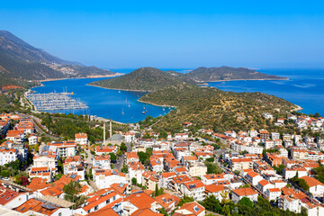 Fototapeta premium Kas city aerial panoramic view in Turkey