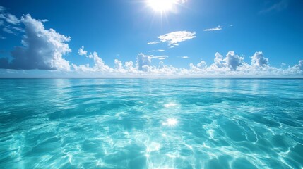 Obraz premium Serene Panoramic View of Remote Beach with Rocky Cliffs and Gentle Waves