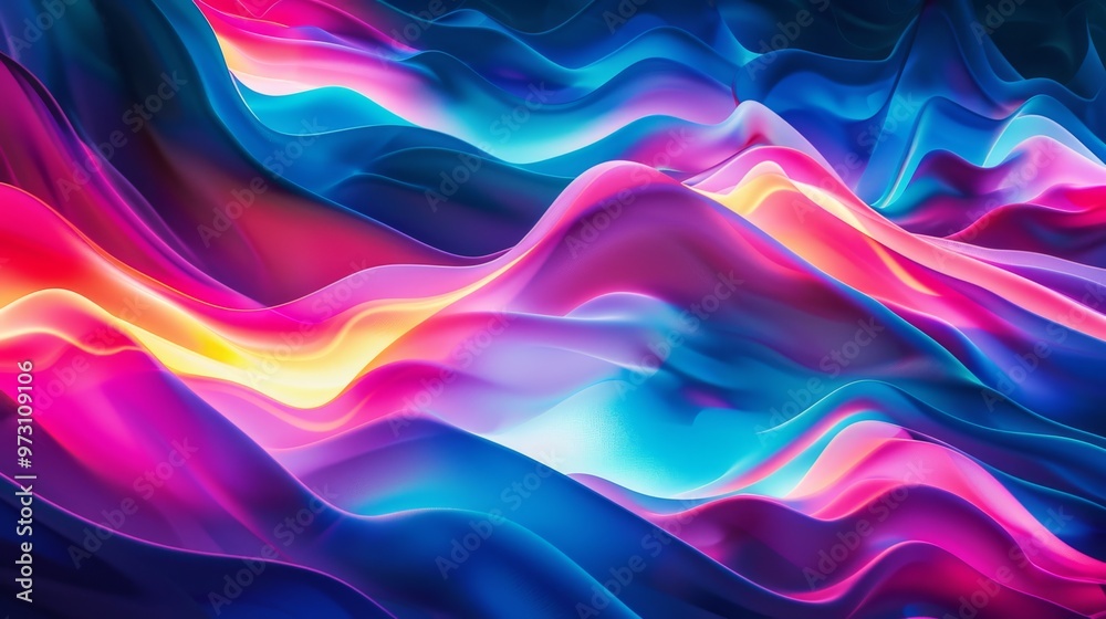 Fototapete bright, colorful light patterns weave through a dark space, resulting in a striking, fluid design th