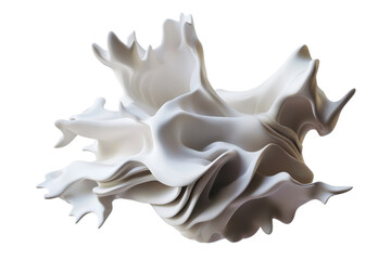 Obraz premium Abstract white sculpture resembling a flower made of soft, flowing shapes. Modern art piece with intricate, delicate folds and curves.