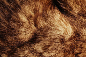 Macro Photography of Soft Fluffy Brown Fur Texture. Top View of Colorful Hairy Background with Wavy Pattern. Close-Up of Rich and Cozy Animal Fur Texture