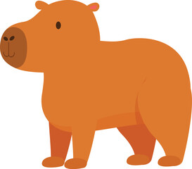 Cute cartoon capybara is standing on four legs