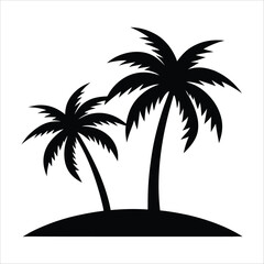 A silhouette palm tree vector art on white background. Tropical Palm Tree Silhouette for Beach and Summer Themes