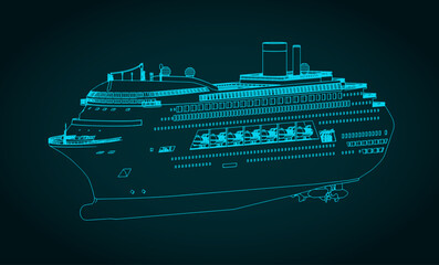 Large cruise liner isometric blueprint