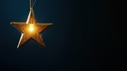 Fototapeta premium Shimmering Gold Star Light on Dark Background