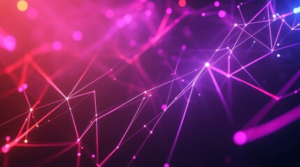 Obraz premium Abstract Network Design with Neon Lights and Glowing Dots