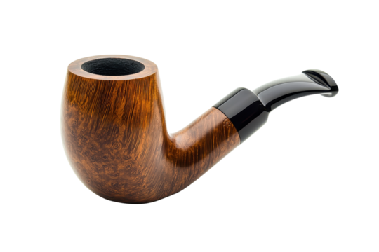 Elegant wooden smoking pipe isolated on a transparent background. Perfect for vintage collections or tobacco enthusiasts.