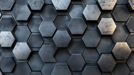 Abstract Geometric Hexagon Pattern Metal Texture Background