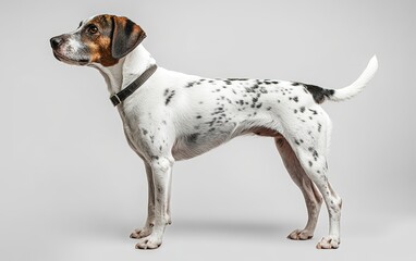 Studio partrait dog isolated on clear gray background 