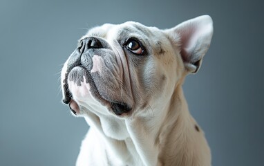 Obraz premium Studio partrait dog isolated on clear gray background 