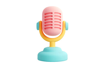 Minimalistic Cartoonish Flat Matte Podcast Microphone Icon | Isolated on Transparent & White Background | PNG File with Transparency