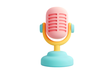 Minimalistic Cartoonish Flat Matte Podcast Microphone Icon | Isolated on Transparent & White Background | PNG File with Transparency