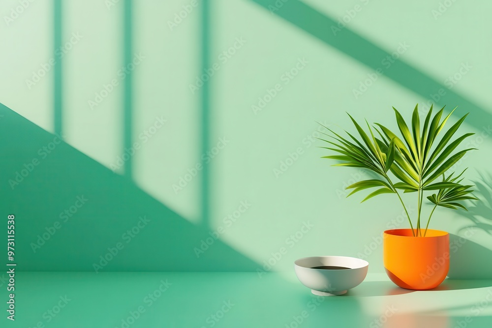 Wall mural digital portfolio flat design top view showcase 3d render triadic color scheme